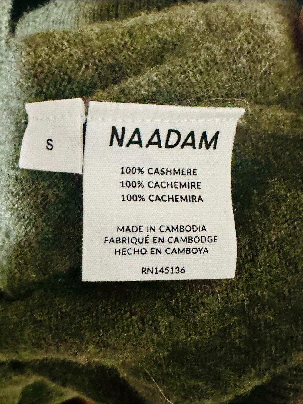 Naadam 100% Cashmere Crewneck Sweater Green Gray Long Sleeve Size S - Picture 6 of 6